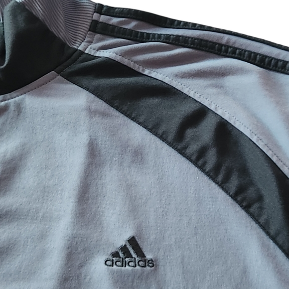 Adidas Men's Size 2XL Three Stripe Jacket Heather Gray Black Full Zip - Picture 7 of 11